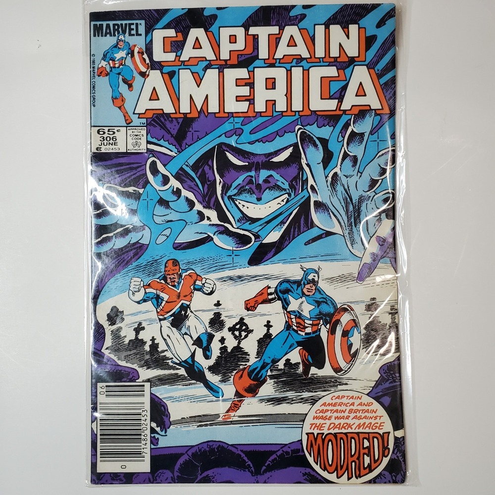 Captain America 306 Marvel Comics 1985 Captain Britain vs Modred Copper Age